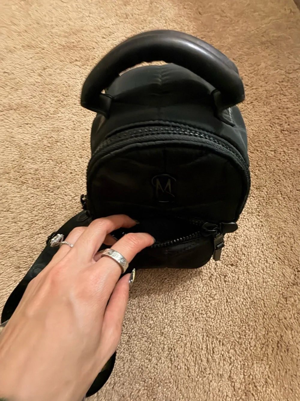 Steve Madden Black Mini Backpack - Sleek Everyday Bag - Picture 5 of 6